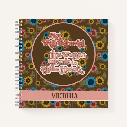 Women's Empowerment Retro jaren '60 en '70 Floral  Notitieboek (Voorkant)