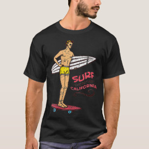 Womens Encinitas Surf Surfboard 60s T-shirt
