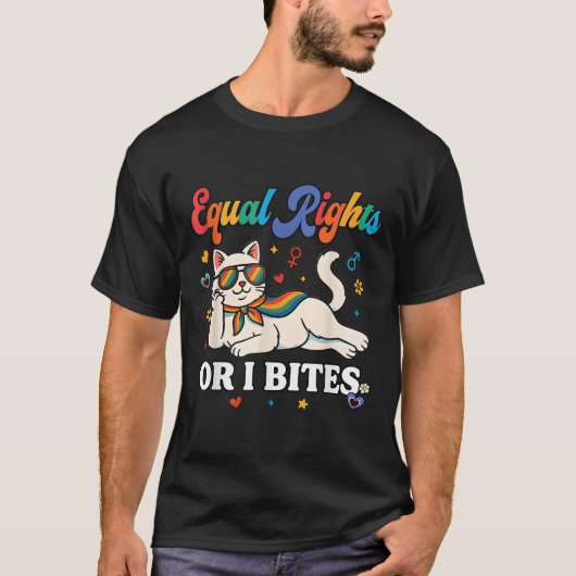 Womens Equal Rights Or I Bites Pride Month Ally Ca T-shirt (Voorkant)
