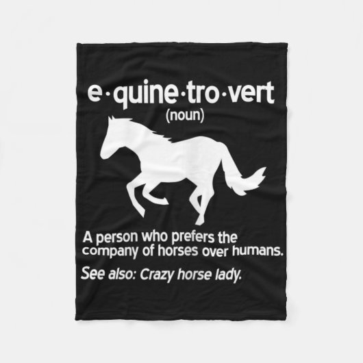 Womens Equinetrovert Definition Equine Horse Lady Fleece Deken (Voorkant)