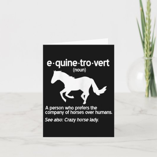 Womens Equinetrovert Definition Equine Horse Lady Kaart (Voorkant)