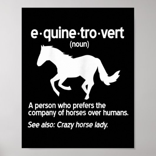 Womens Equinetrovert Definition Equine Horse Lady Poster (Voorkant)