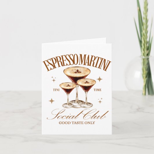 Womens Espresso Martini Social Club Drinking Tail  Kaart (Voorkant)