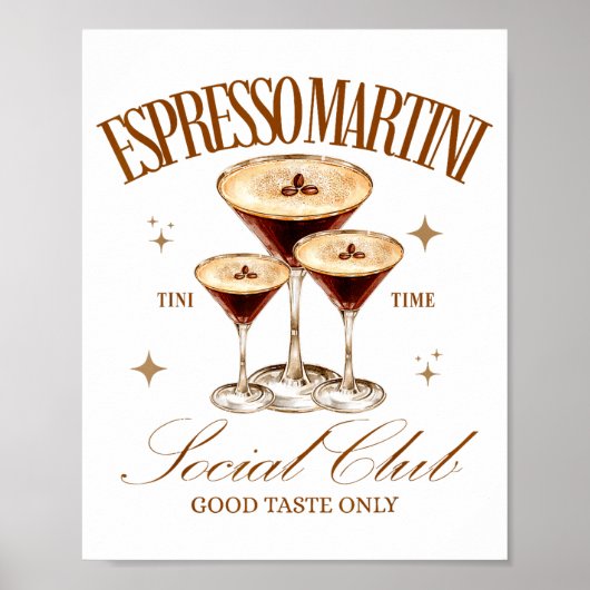 Womens Espresso Martini Social Club Drinking Tail  Poster (Voorkant)