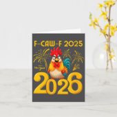 Womens F-caw-f 2025 Happy New Year 2026 Funny Chic Kaart (Gele Bloem)
