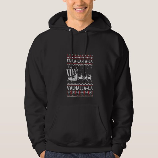 Womens Fa La La Valhalla Viking Ship Ugly Christma Hoodie (Voorkant)