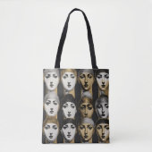 Womens Faces Gold Zwart Wit Design Tas (Voorkant)