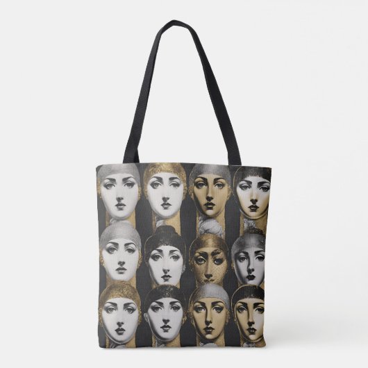 Womens Faces Gold Zwart Wit Design Tas (Achterkant)