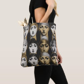 Womens Faces Gold Zwart Wit Design Tas (Dichtbij)
