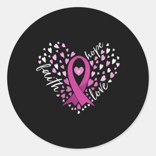 Womens Faith Hope Love Breast Cancer Awareness N  Ronde Sticker (Voorkant)