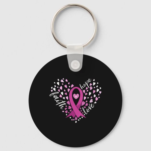 Womens Faith Hope Love Breast Cancer Awareness N  Sleutelhanger (Voorkant)