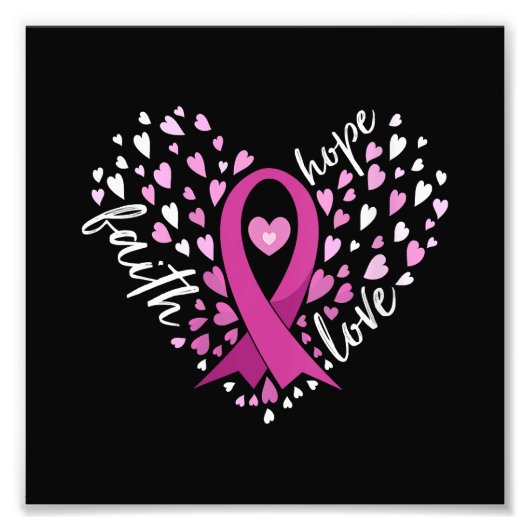 Womens Faith Hope Love Breast Cancer Awareness Pin Foto Afdruk (Voorkant)