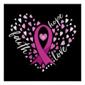 Womens Faith Hope Love Breast Cancer Awareness Pin Perfect Poster (Voorkant)