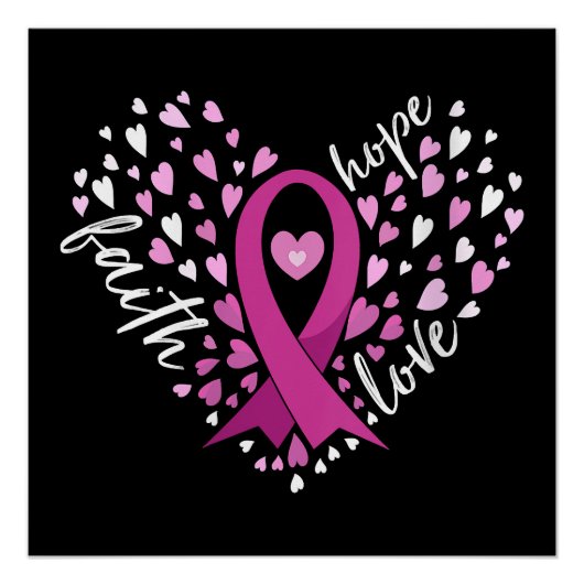 Womens Faith Hope Love Breast Cancer Awareness Pin Perfect Poster (Voorkant)