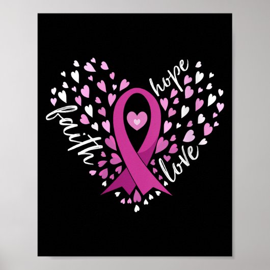Womens Faith Hope Love Breast Cancer Awareness Pin Poster (Voorkant)