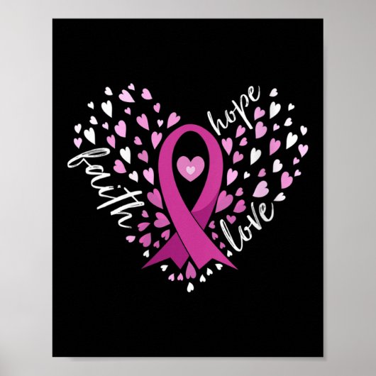 Womens Faith Hope Love Breast Cancer Awareness Pin Poster (Voorkant)