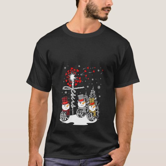 Womens Faith Hope Love Snowman Jesus Dandelion Chr T-shirt (Voorkant)