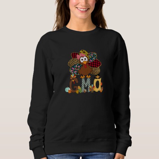 Womens Fall Turkey Gma Thanksgiving Doodle Grandm Trui (Voorkant)