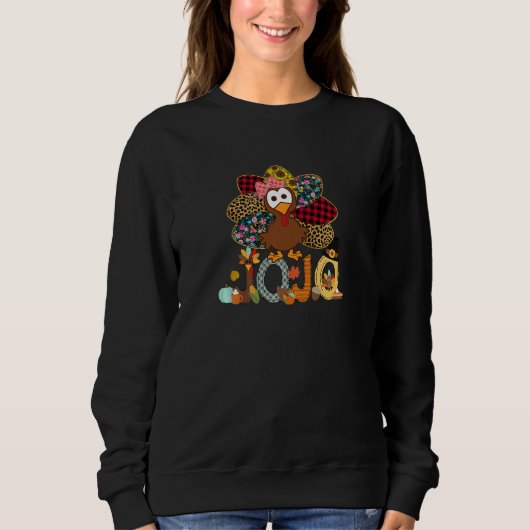 Womens Fall Turkey Jojo Thanksgiving Doodle Grand Trui (Voorkant)