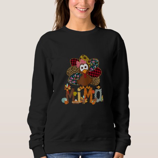 Womens Fall Turkey Mima    Thanksgiving Doodle Gra Trui (Voorkant)