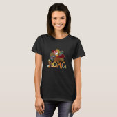 Womens Fall Turkey Momo Thanksgiving Doodle Gra T-shirt (Voorkant volledig)