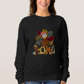 Womens Fall Turkey Momo    Thanksgiving Doodle Gra Trui (Voorkant)