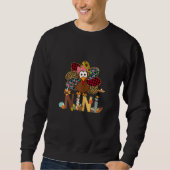 Womens Fall Turkey Nini    Thanksgiving Doodle Gra Trui (Voorkant)