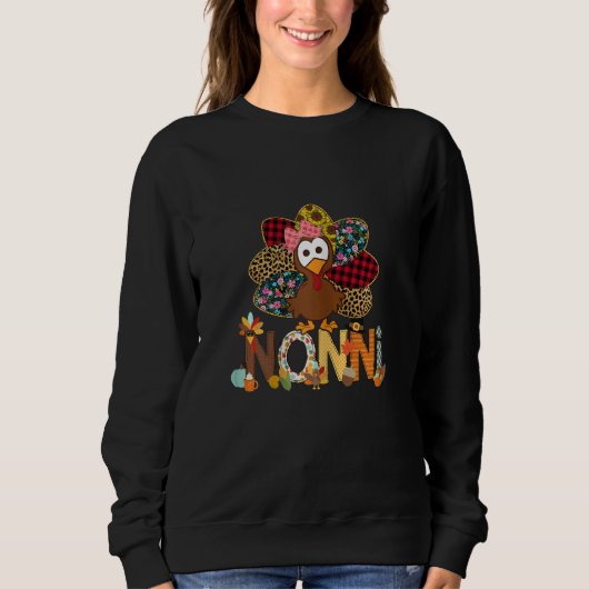 Womens Fall Turkey Nonni Thanksgiving Doodle Gr Trui (Voorkant)