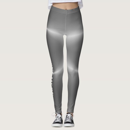 Womens Faux Silver  Tekst Naam Trendy Leggings (Voorkant)