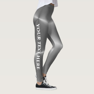 Womens Faux Silver  Tekst Naam Trendy Leggings