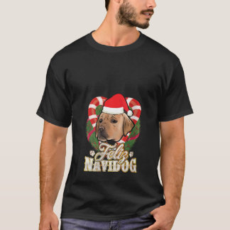 Womens Feliz Navidog Labrador With Santa Claus Hat T-shirt