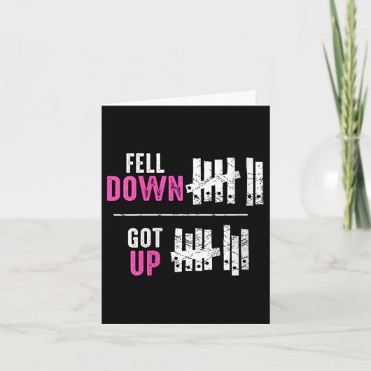 Womens Fell Down Got Up Motivational Funny Sitive Kaart (Voorkant)