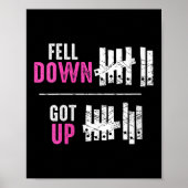 Womens Fell Down Got Up Motivational Funny Sitive  Poster (Voorkant)