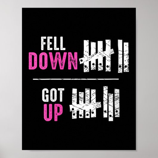Womens Fell Down Got Up Motivational Funny Sitive Poster (Voorkant)
