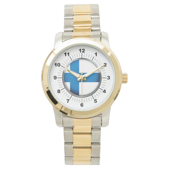 Women's Finland vlag Oversized tweekleurig horloge (Voorkant)