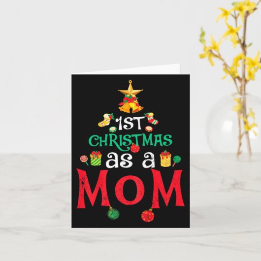 Womens First Christmas As A Mom Funny Xmas New Mom Kaart (Gele Bloem)