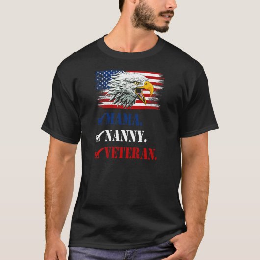 Womens First Mama Now Nanny American Eagle Flag Fa T-shirt (Voorkant)