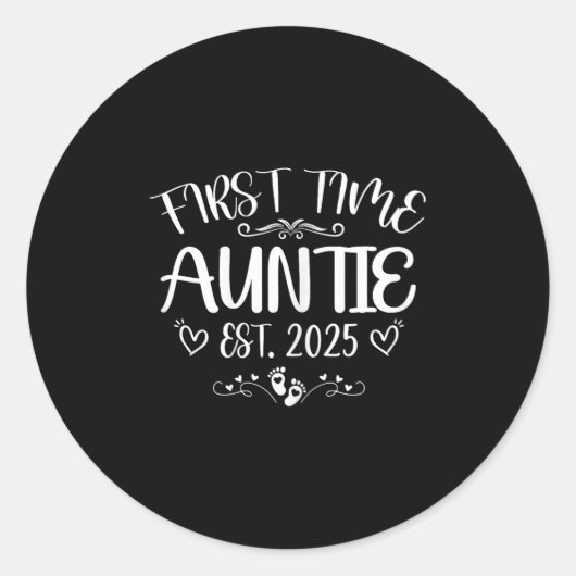 Womens First Time Auntie Est 2025 Soon To Be Mom M Ronde Sticker (Voorkant)