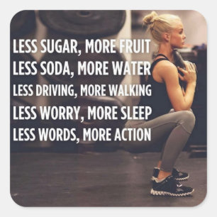 Women's Fitness Inspirerend woorden - Meer actie Vierkante Sticker