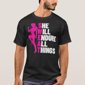 Womens Fitness Motivatie Quote Workout Motiva T-shirt