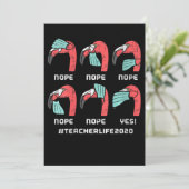 Womens Flamingo Face Mask Teacher Life 2020 Social Bedankkaart (Staand voorkant)