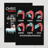 Womens Flamingo Face Mask Teacher Life 2020 Social Bedankkaart (Voorkant / Achterkant)