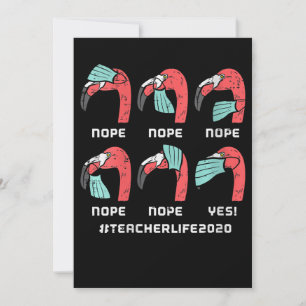 Womens Flamingo Face Mask Teacher Life 2020 Social Bedankkaart