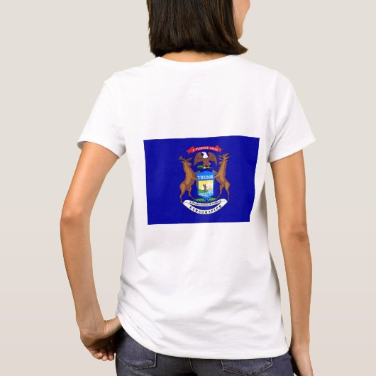 Women's Fleece Zip Jogger vlag van Michigan, Veren T-shirt (Achterkant)