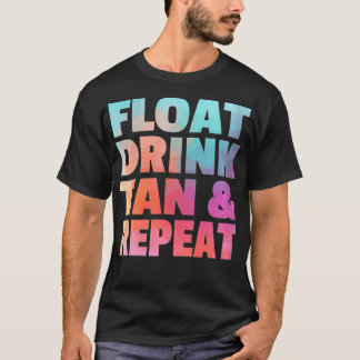 Womens Float Drink Tan & Herhaal Summer Beach Swim T-shirt