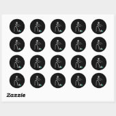 Womens Flosson Skeleton Funny Bowling Floss Ronde Sticker (Vel)