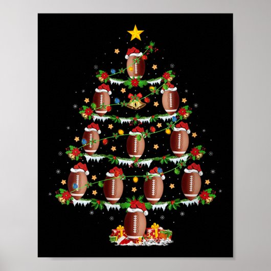 Womens Football Christmas Tree Lights Srts Player Poster (Voorkant)