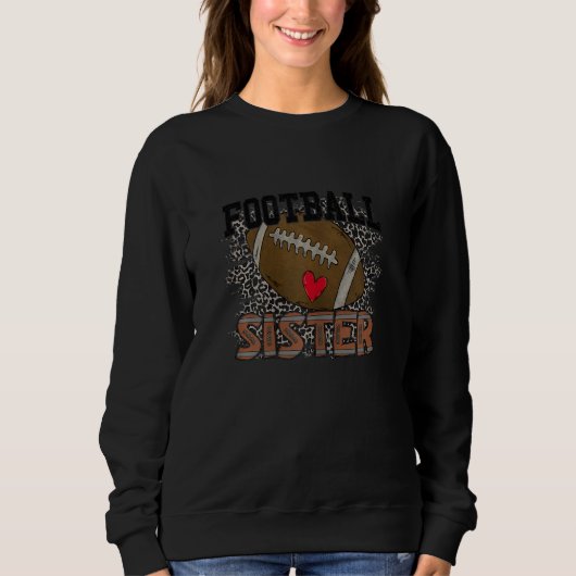 Womens Football Sister with Leopard Background Pri Trui (Voorkant)