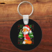 Womens Fox Christmas Lights Santa Costume Ugly Xma Sleutelhanger (Voorkant)