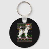 Womens Fox Terrier Dog Ugly Christmas Sweaters Hol Sleutelhanger (Voorkant)